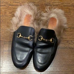 Gucci fur loafers